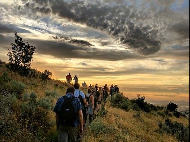 Hikers Wild Rose Trail Sunset